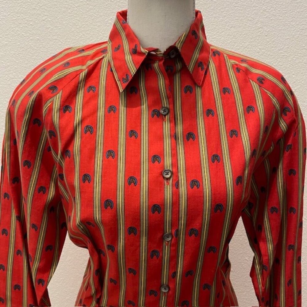 Vintage Ruff Hewn Equestrian Theme Peplum Blouse